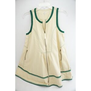Anthropologie Pilcro Denim Mini Dress Women XS Cream Green Zip Front Sleeveless